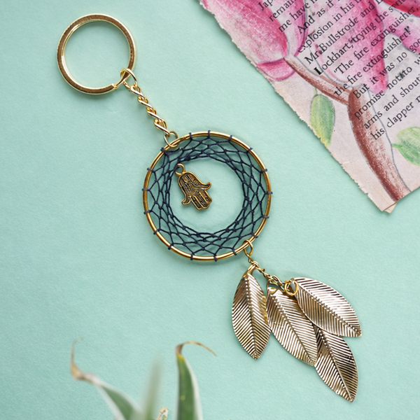 Black Hamsa Dreamcatcher Keychain