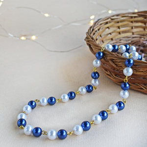 White & Blue Pearl Face Mask Chain
