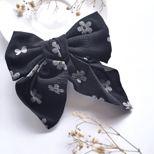Floral Bow Scrunchie - Black