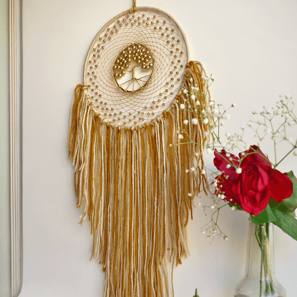 Tree Of Life Dreamcatcher - Brown Wall Hanging