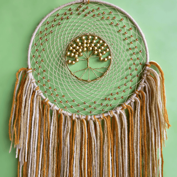 Tree Of Life Dreamcatcher - Brown Wall Hanging