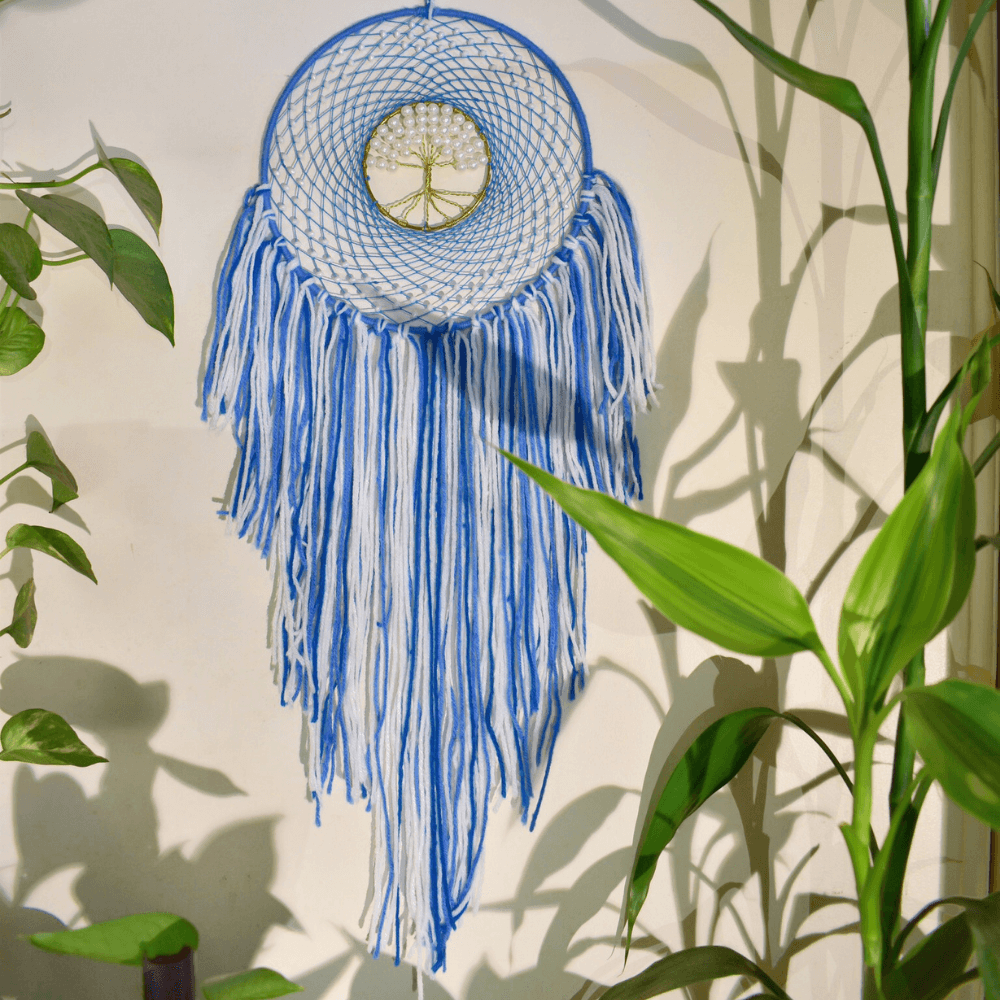 Tree Of Life Dreamcatcher - Blue Wall Hanging