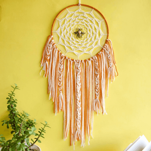 Cobweb Bee Dreamcatcher - Orange