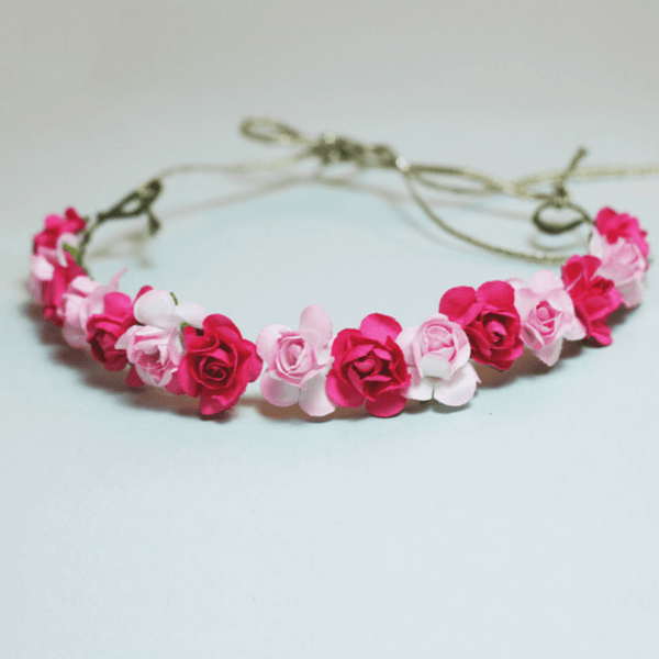 Rosy Pink Flower Crown
