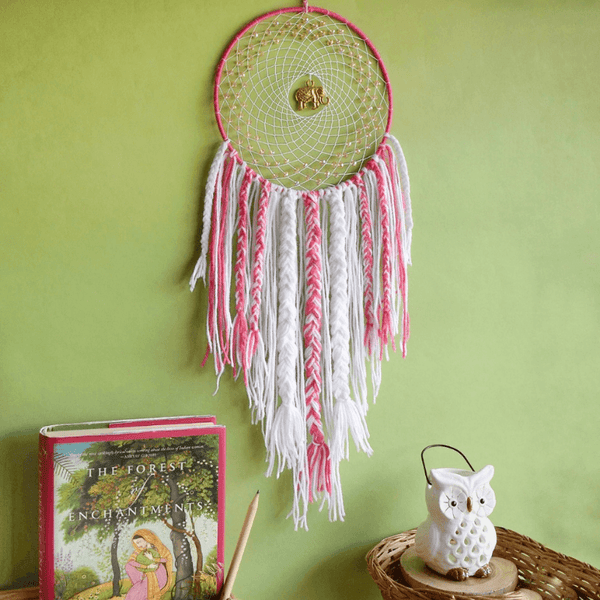 Elephant Beaded Dreamcatcher - Pink