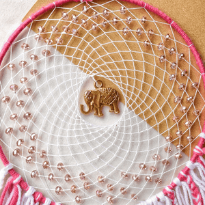 Elephant Beaded Dreamcatcher - Pink