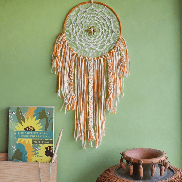 Cobweb Bee Dreamcatcher - Orange