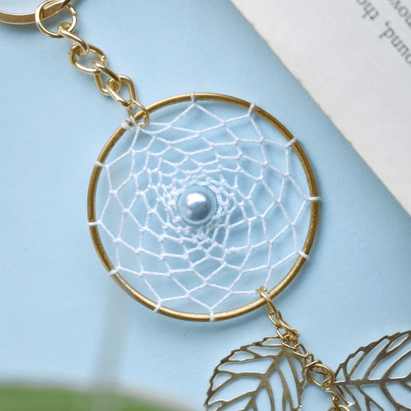 White Blue Pearl Keychain