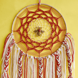 Cobweb Bee Dreamcatcher - Red