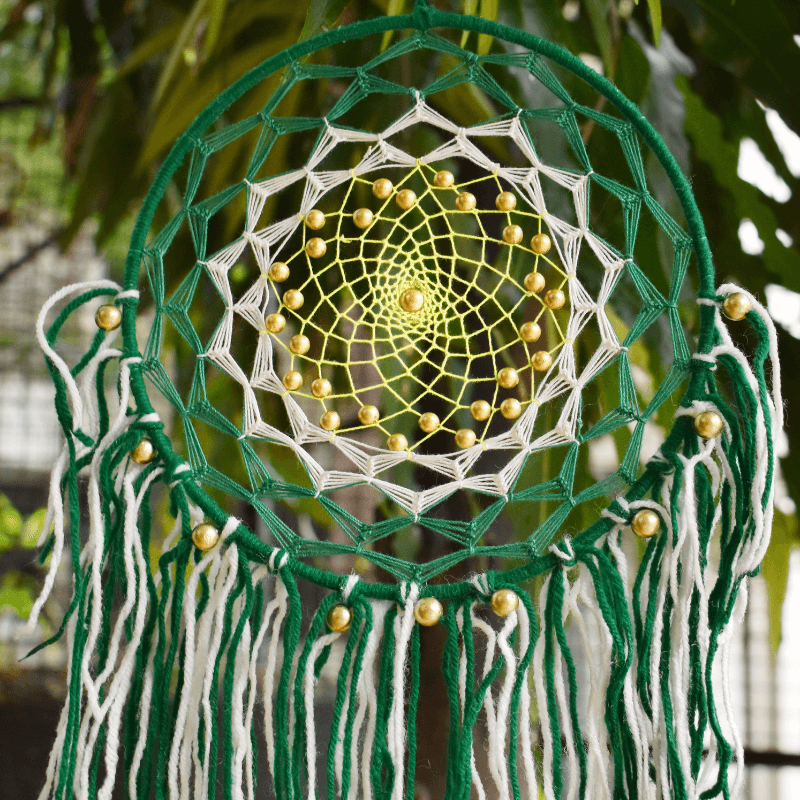 Dark Green Golden Bead Dreamcatcher