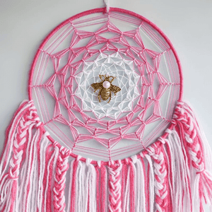 Cobweb Bee Dreamcatcher - Pink