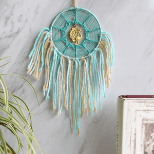 Mint Green Peacock Brass Car & Wall Hanging Dreamcatcher