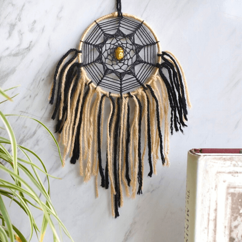 Buddha Brass Car & Wall Hanging Dreamcatcher - Black
