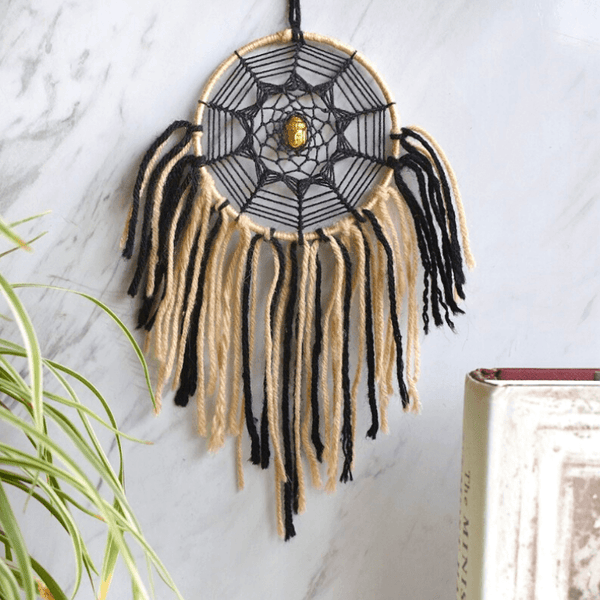 Buddha Brass Car & Wall Hanging Dreamcatcher - Black