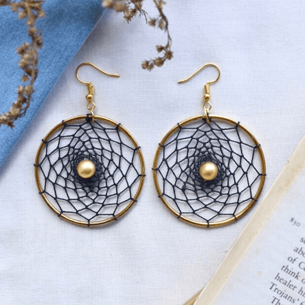 Black Edgy Dreamcatcher Earrings