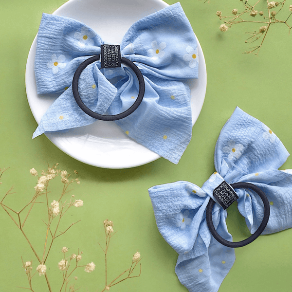 Floral Bow Scrunchie - Light Green
