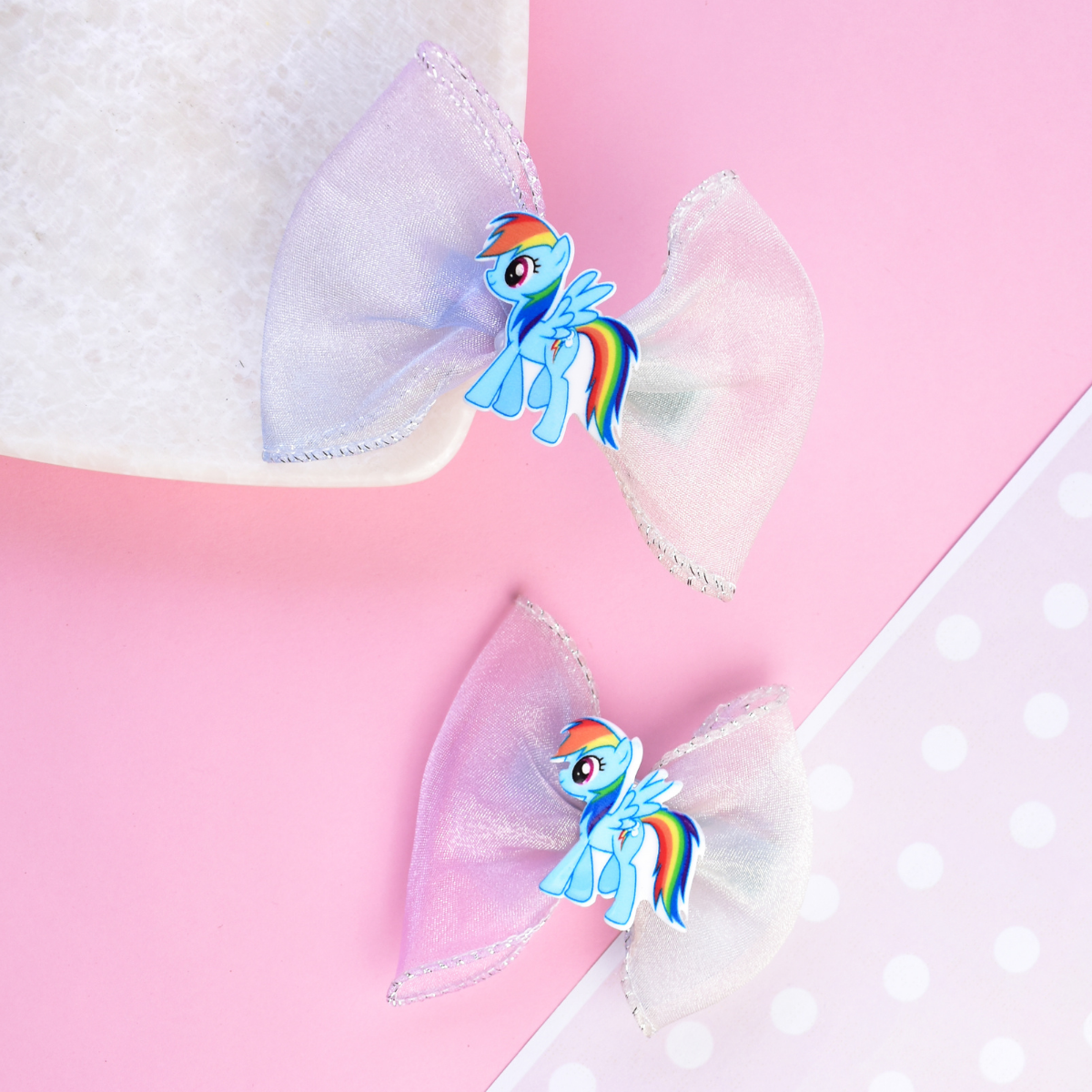 Unicorn Bow Hairclips - Blue