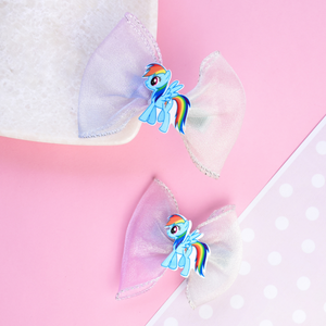 Unicorn Bow Hairclips - Blue