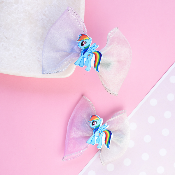 Unicorn Bow Hairclips - Blue