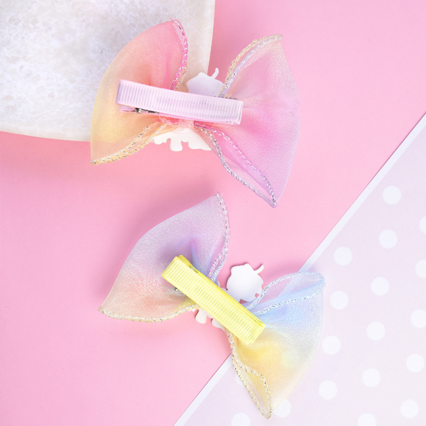 Unicorn Bow Hairclips - Blue