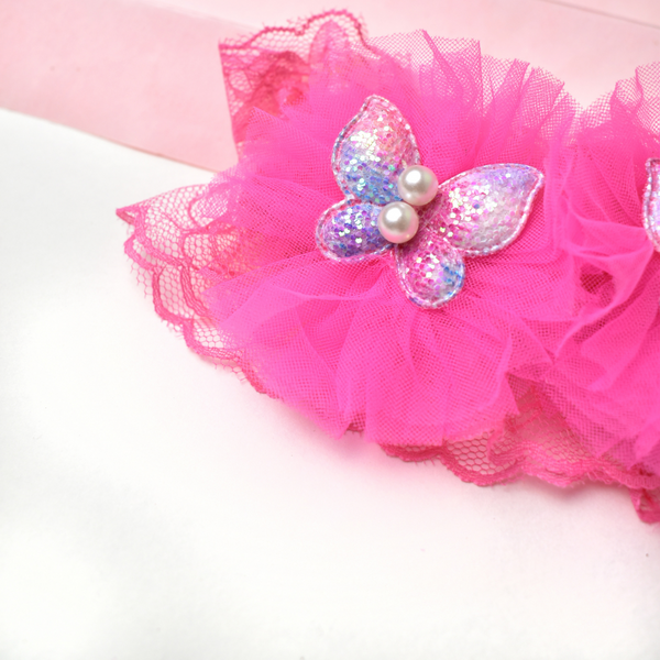 Butterfly Pearl Headband - Hot Pink