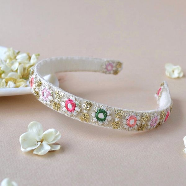Pastel Mirror Thread Work Festive Hairband