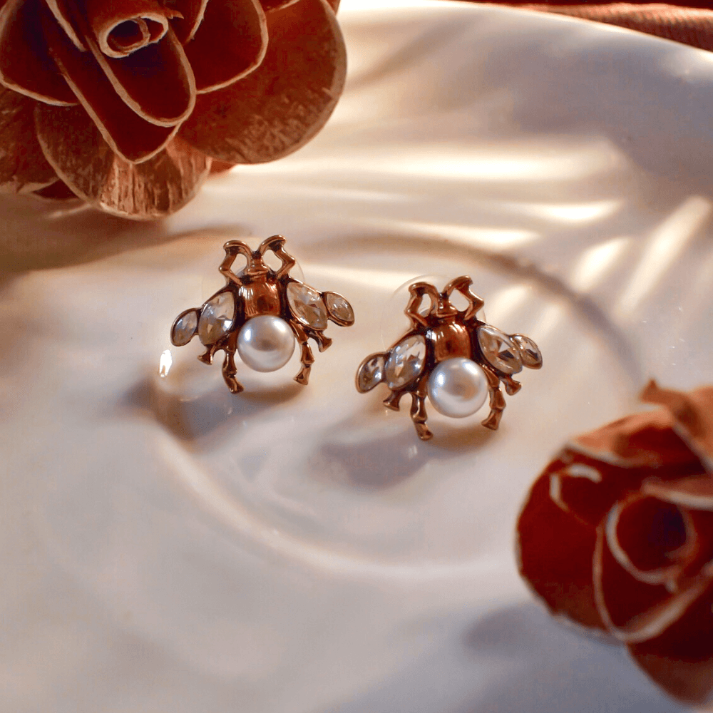 Pearl Bee Stud Earrings
