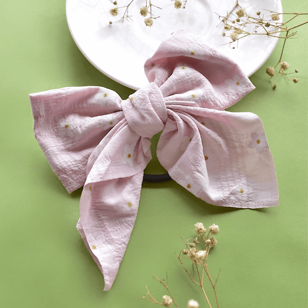 Floral Bow Scrunchie - Lilac