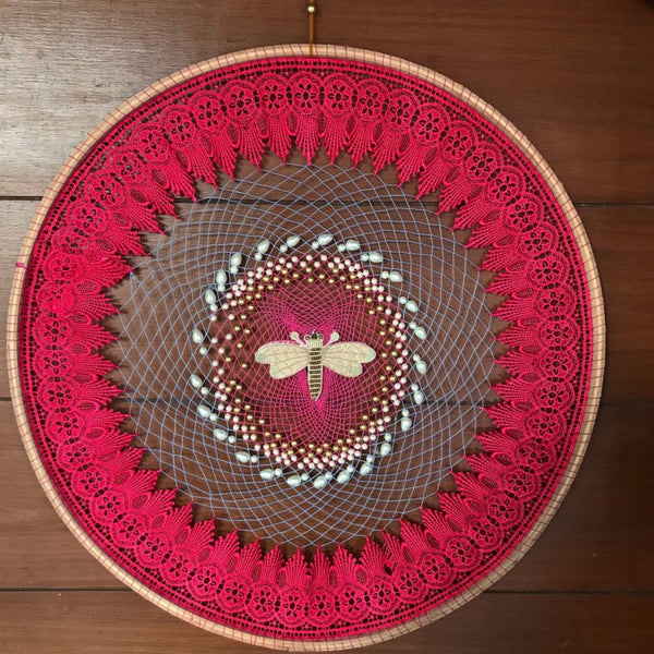 Intricate Pink Butterfly Lace Dreamcatcher