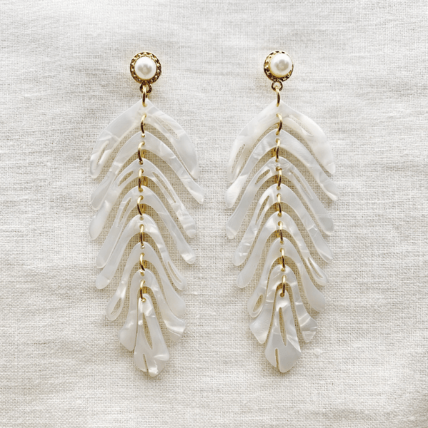 Agatha Drop Earrings - White
