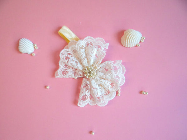 Pearl Bow Lace Headband