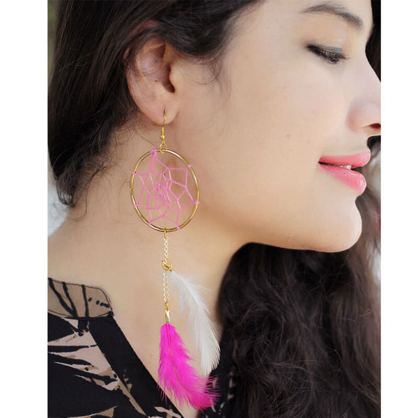 Feather Earrings - Grey